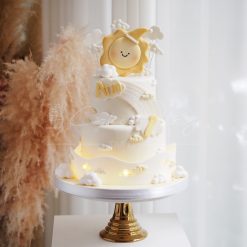 可愛太陽，搭配米黃色調，適合週歲慶生，台北市客製化蛋糕